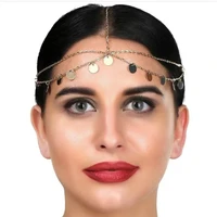 glitter metal tassel chain coin head chain headband hair jewelry for women multilayers sequins headpiece hair chain accessories