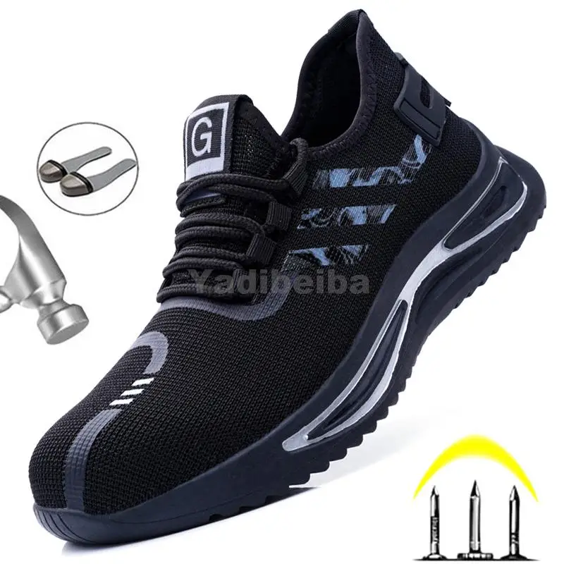 

Fashion Work Shoes Men's Safety Boots Breathable Work Boots Men's Safety Shoes With Steel Toe Anti-puncture Work Sneakers 2022