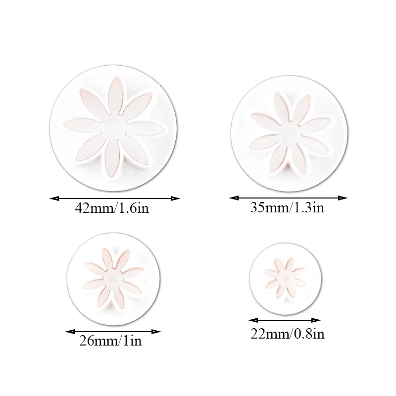 

4pcs/1Set Cake Cookie Mode Tool Biscuit Daisy Mold Flower Sunflower Plunger Cutter Sugar Craft Fondant Birthday Cake Decorating
