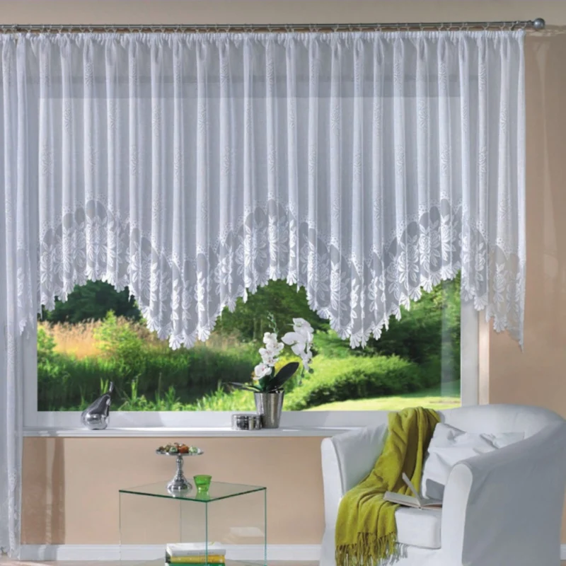 

ZL Summer White Transparent Warp Knitted Lace Curtain Balcony Bedroom Curtain New European Type Curtain
