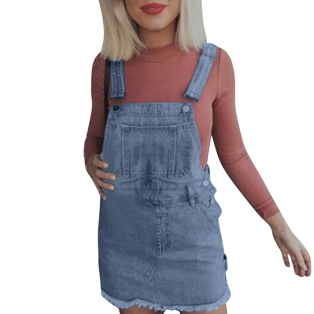 Home & Nest женское платье с карманами без рукавов мини на бретелях джинсовое для