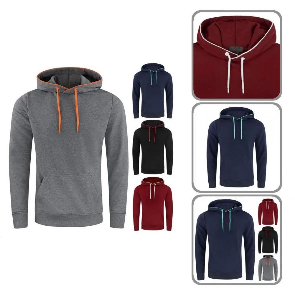 

Дышащий модный мужской пуловер в стиле пэчворк, Повседневная Толстовка с капюшоном и длинным рукавом, Мужская толстовка, плотная для работы