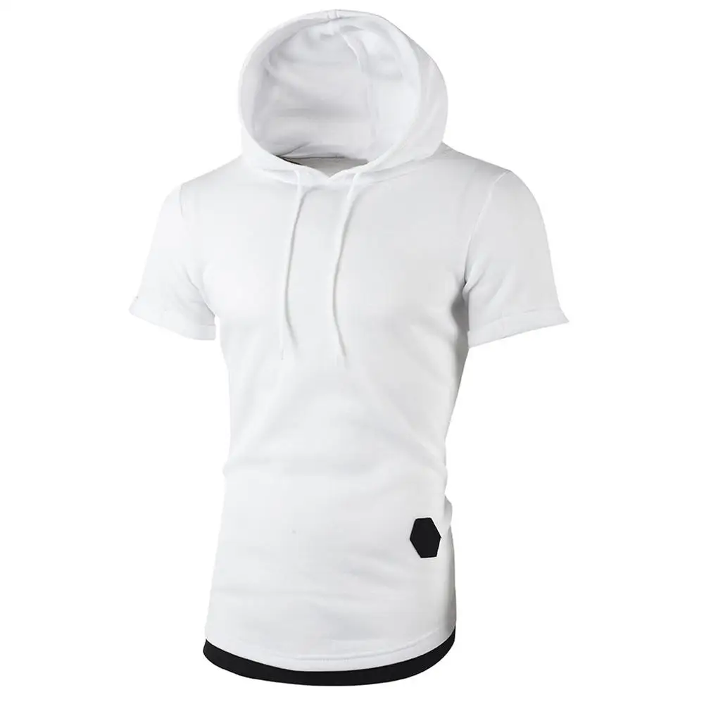 

Summer Male Hoodie Sweatshirt Short Sleeve Slim Fit Daily Pattern Casual Muscle Tops Basic Mens Large Size Sudaderas Para Hombre