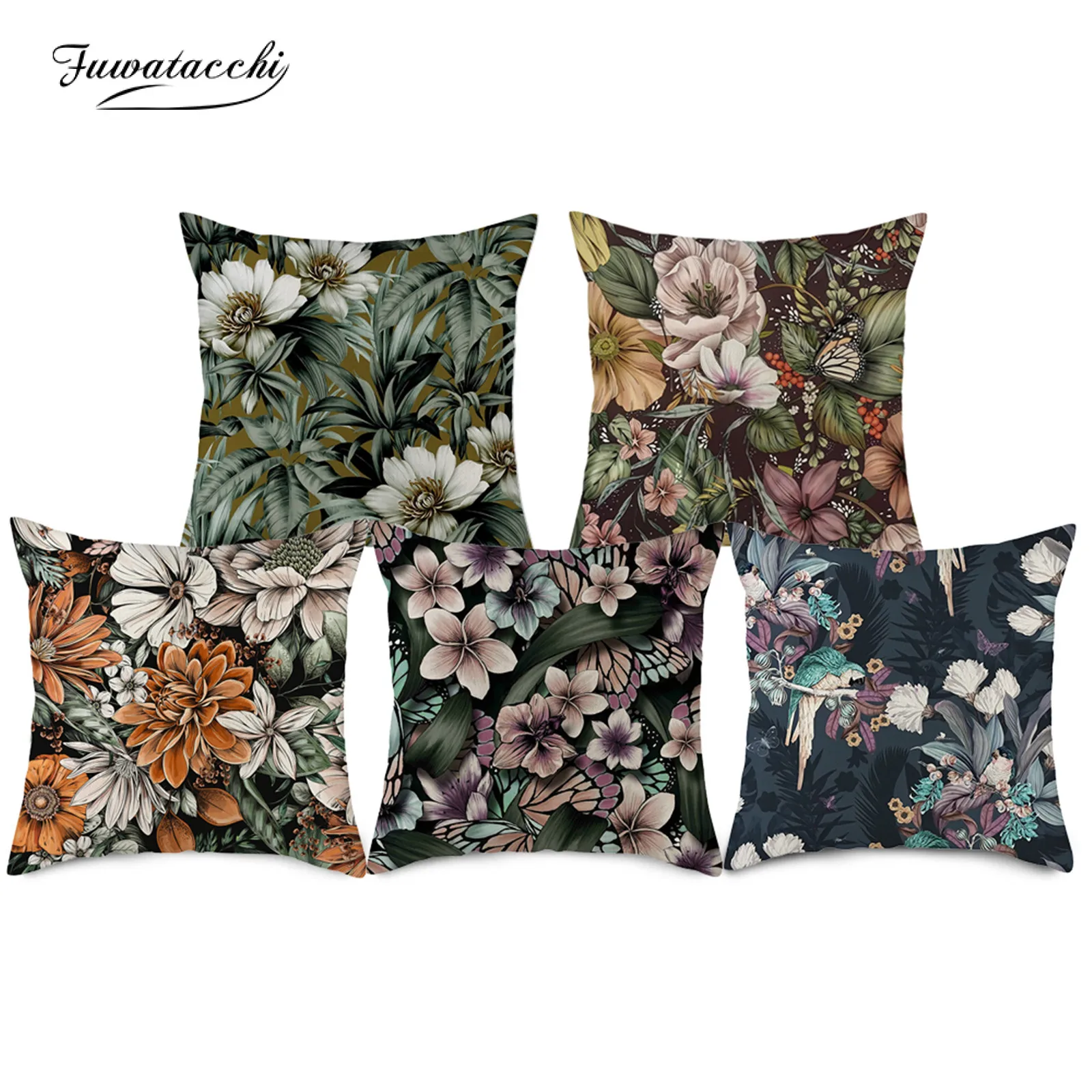

Fuwatacchi Flower Print Pillowcase Bedroom Decorative Linen Cushion Cover Pillows Decor Home Linen Pillow Case 45X45 Funda Cojin