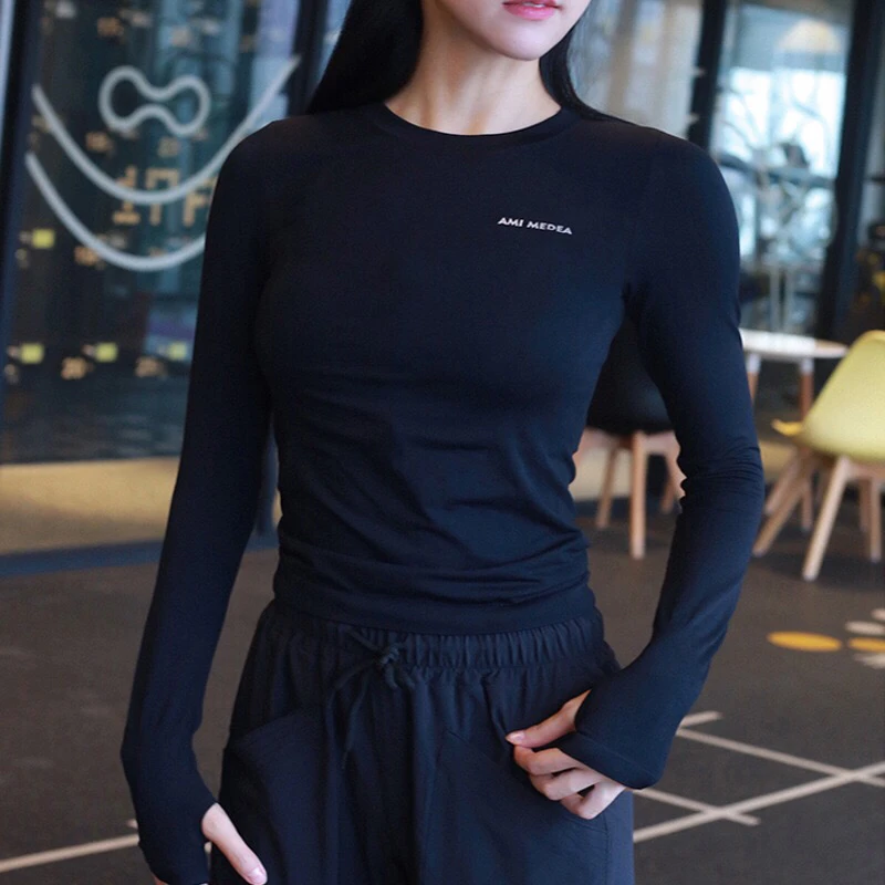 ClNESSD new fitness clothes women's long-sleeved sports jacket running quick-drying T-shirt tight sexy top | Женская одежда