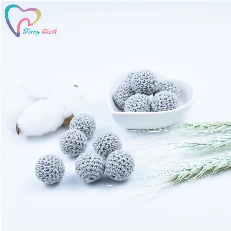 10 шт. серые круглые вязаные хлопковые деревянные шарики диаметром 16 20 мм для