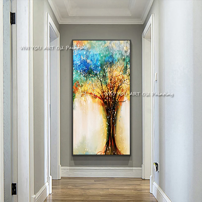 

Настенная картина «Дерево жизни», креативное настенное искусство ручной работы, холст, Современная Абстрактная живопись, настенные картин...