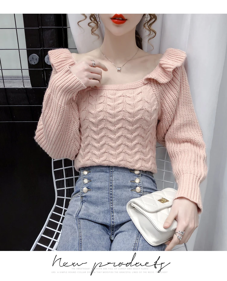 

Fashion new open back design sense Japanese autumn short wild sweater