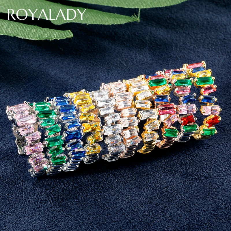 Модное разноцветное Радужное кольцо с кубическим цирконием для женщин роскошное