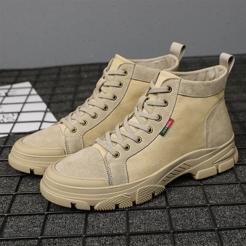 

Мужские походные ботинки на платформе, повседневные полуботинки мартинсы, сетчатые, Ретро стиль, на шнуровке