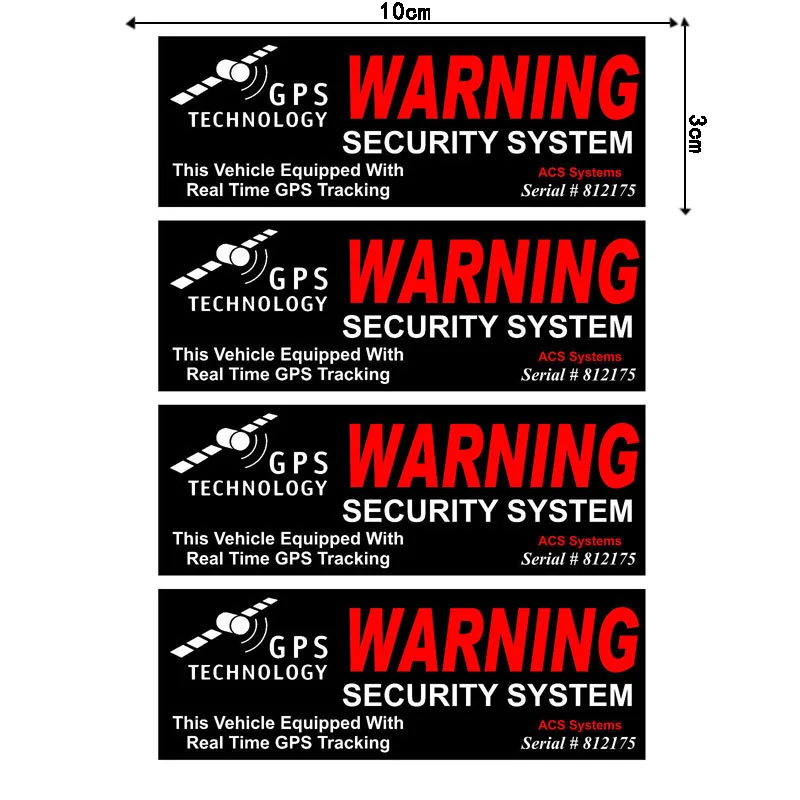 

4 X GPS for WARNING SECURITY SYSTEM Personality Reflective Car Sticker Waterproof Automobile Motorcycles Accessories 10x3cm