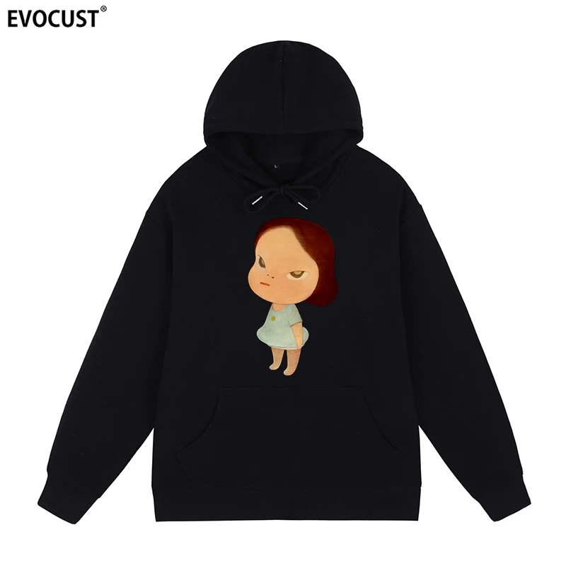

Yoshitomo Nara black Fabric Solid Basic Hoodies Sweatshirts men women unisex Cotton