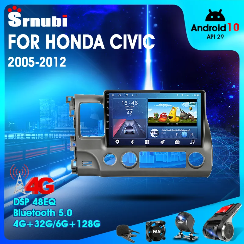 Автомагнитола 2 Din на Android 10 0 для Honda Civic 2005 2012 мультимедийный видеоплеер с