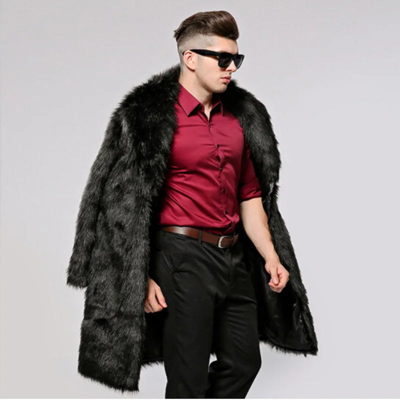 

Fall/Winter 2021 Men's Faux Fur Large Lapel Fur Long Style Men's Faux Fur Jacket Plus Size Men's Coat Men's Clothing