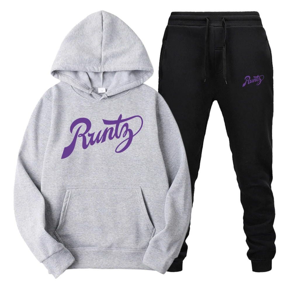 

Runty Printing Streetwear Autumn And Winter Men's Clothing Tops Pullover Fashion Harajuku Hoodies Suit Sets