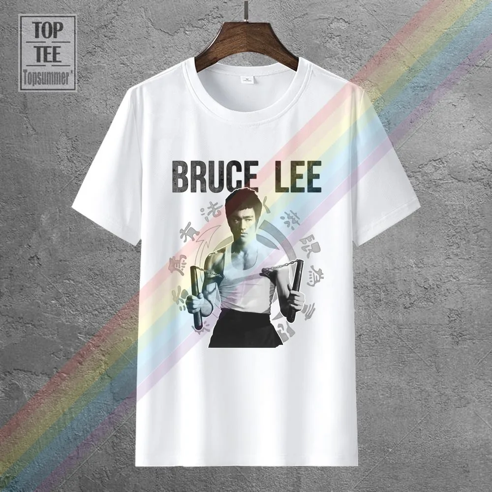 

Bruce Lee Nunchucks Chinese Characters T-Shirt Retro Skull Fashion T-Shirts Gothic Emo Punk Tshirt Horror Hippie Goth Tee Shirt