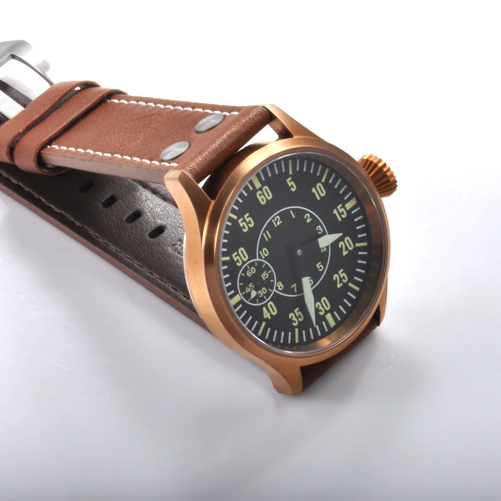 Часы мужские механические с бронзовым ремешком 43 мм 6497|Мужские часы| |