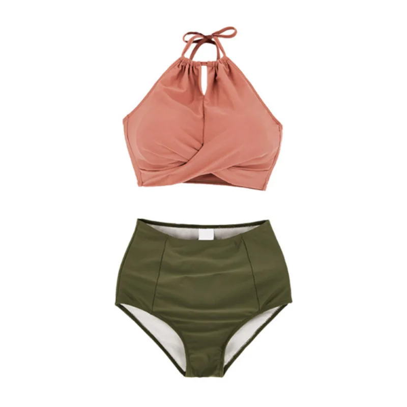 

Sexy High Waist Print Women Bikini Swimsuit 2021 Summer Female Bandage Swimwear Bikini Set Push Up Summer Halter Beachwear Suits