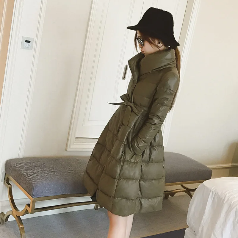 Женская зимняя куртка из натуральной овечьей кожи корейский женский пуховик