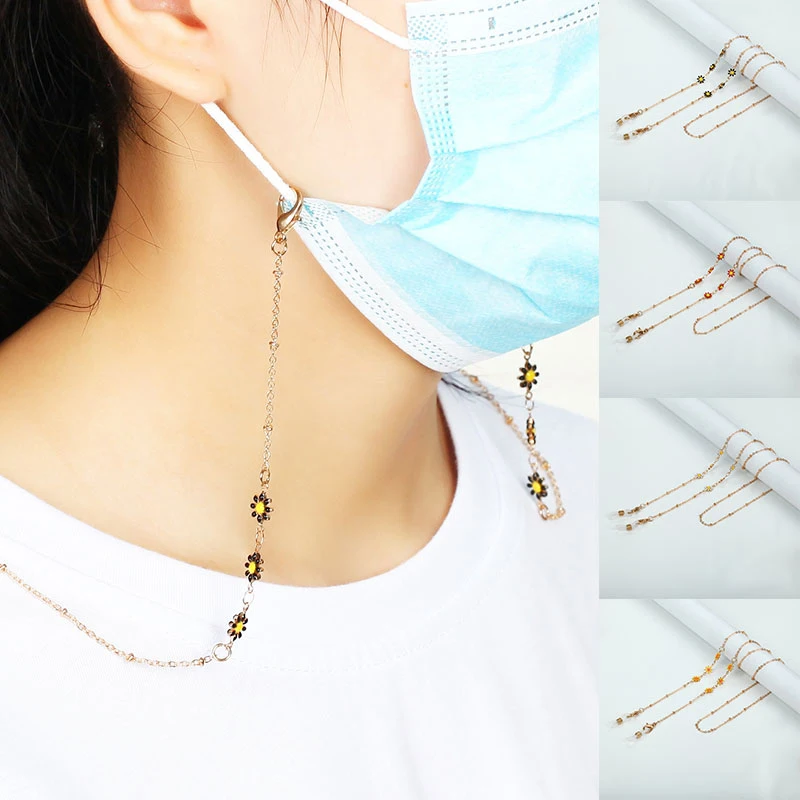 

Female Anti-lost Mask Chain Multifunctional Glasses Hanging Rope For Women Girls Cartoon Cute Chrysanthemum Glasses Chain