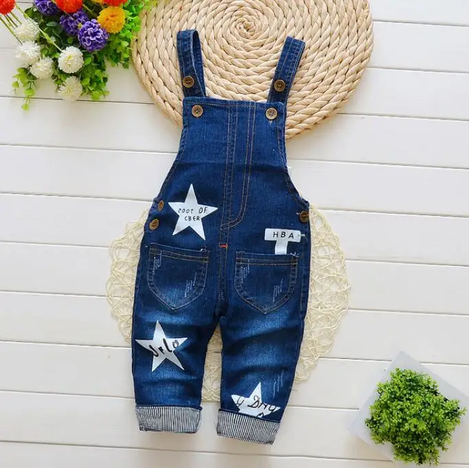 Детские джинсы BibiCola ковбойские брюки на лямках с героями мультфильмов 2018