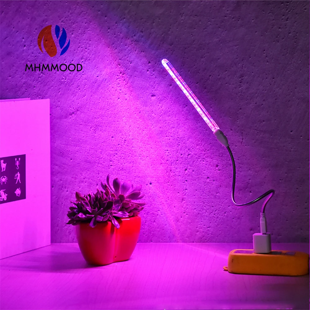 

Светодиодный светильник фитолампа полного спектра для выращивания растений, лампа для комнатных теплиц, цветов, овощей, саженцев, USB, 10 Вт, 5 ...
