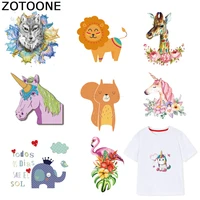 zotoone unicorn flamingo patches transfers for clothes iron on patch heat transfer animal sticker diy accessory appliques f1