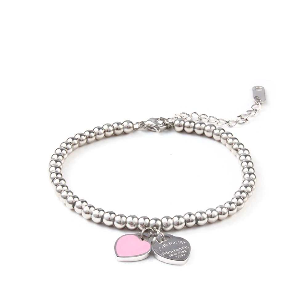 

charms heart bracelet for women bangles beads femme gifts for women female stainless steel jewelry bracelet friendship bracelet