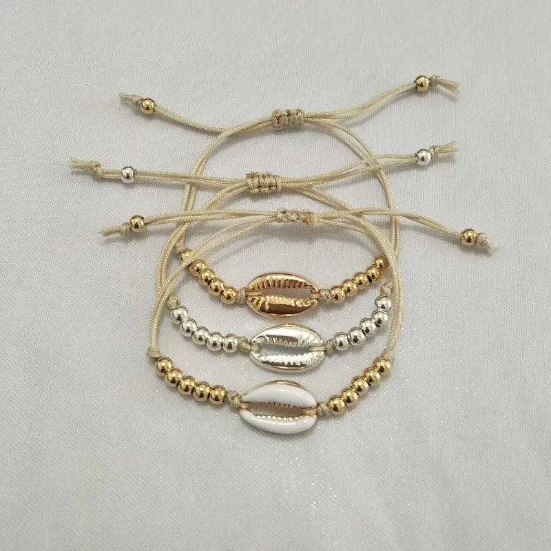 Женский и мужской браслет плетеный ручной работы оболочка золотого цвета 2019 |