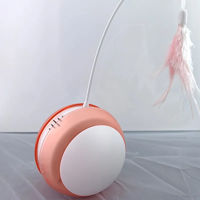 

Умные игрушки для кошек с USB зарядкой, игрушка для домашних животных, мяч, перо светодиодный ным звуком, игрушка с перьями, забавные интеракт...