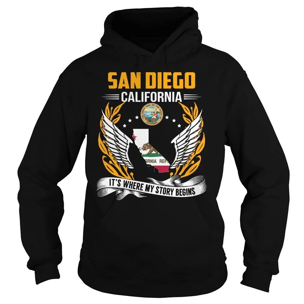 Толстовка унисекс с капюшоном в стиле Сан Diego California|Мужские толстовки и свитшоты|