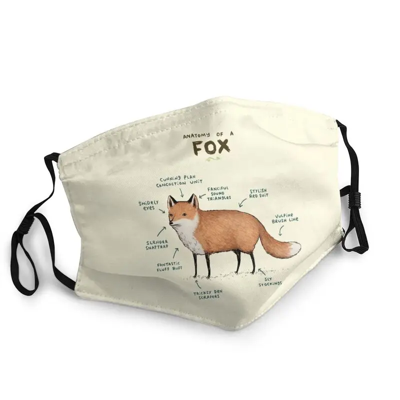 

Анатомия лисы, маска для взрослых и мужчин, маска против пыли, маска для защиты животных, многоразовый респиратор, маска для рта