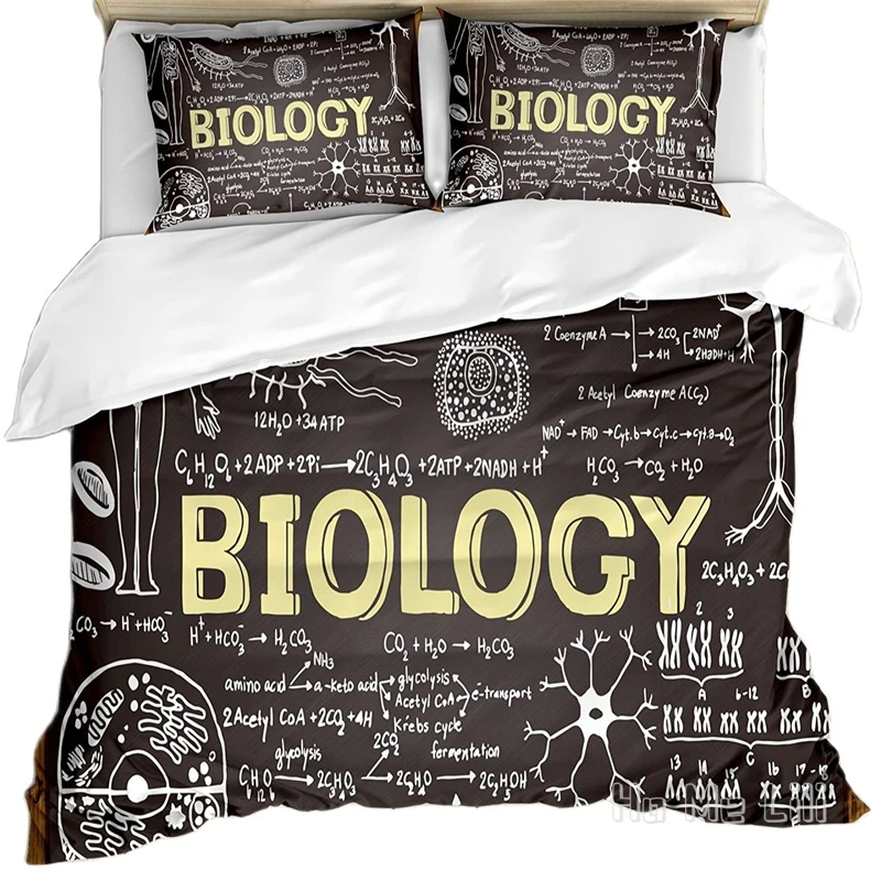 

By Ho Me Lili Duvet Cover Set Black Chalkboard Biology Hand Written School Classroom Decorative Bedding