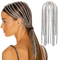 women glitter long rhinestone tassel headband jewelry crystal chain bridal hair hoop wedding prom party tiara headpiece