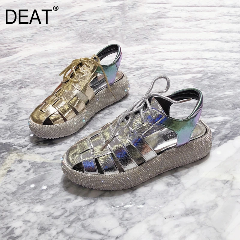 Женские сандалии с круглым носком DEAT черные босоножки из искусственной кожи на