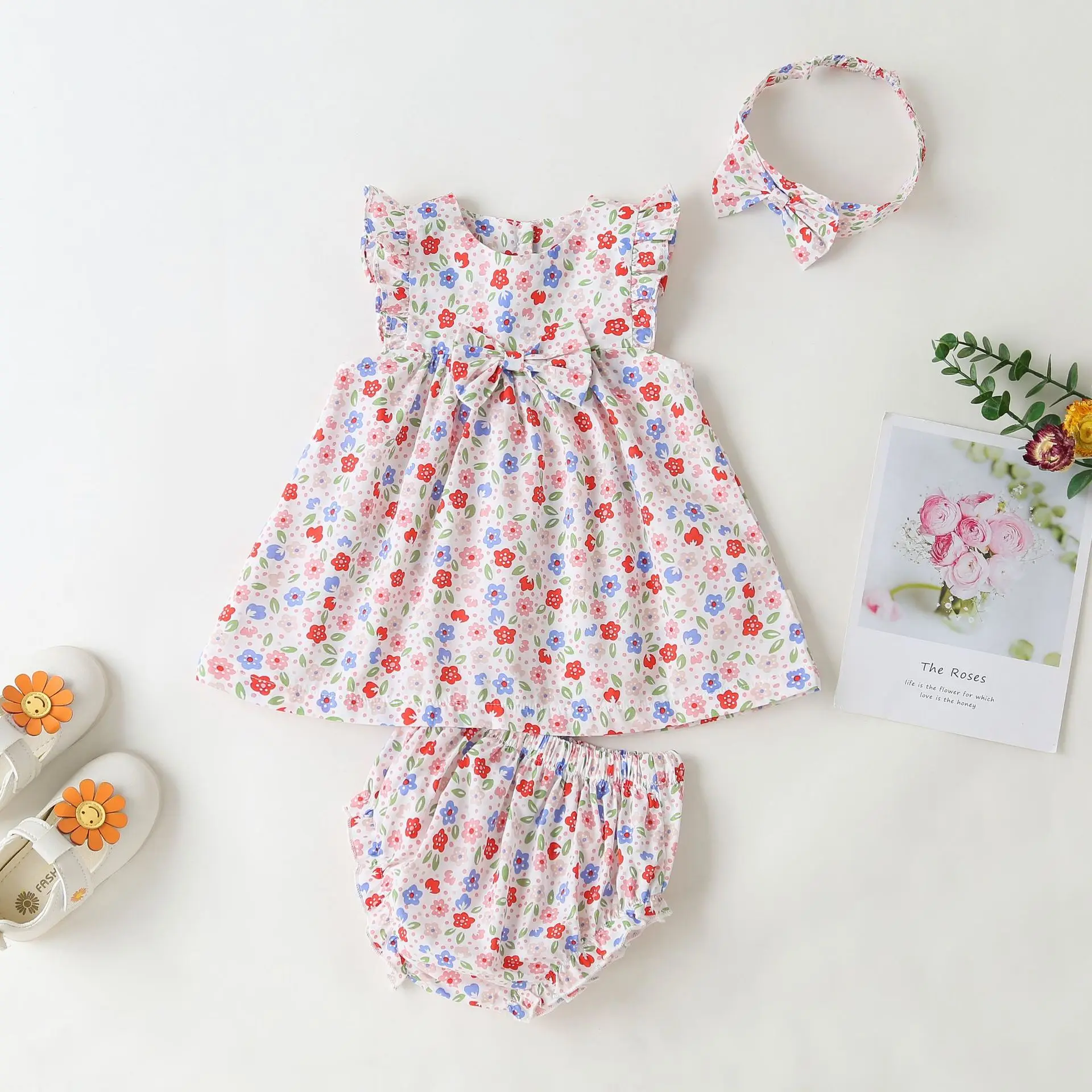

2Pcs/Set Summer Newborn Baby Girl Sleeveless Printing T-shirt + Shorts Children Clothing Suit Infant Kids Girl Set Clothes