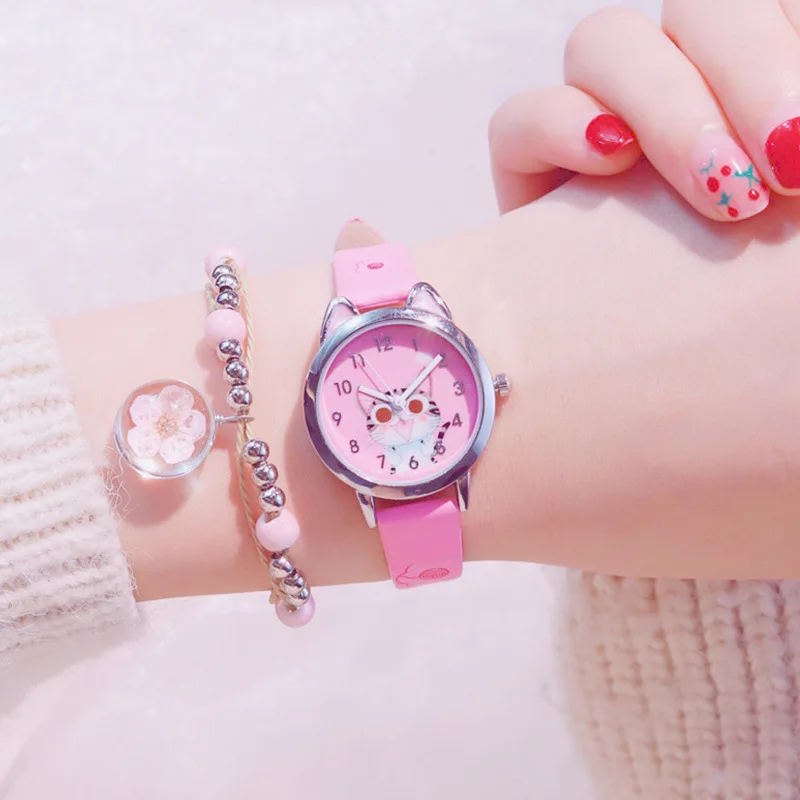 Уникальный креативный милый мультяшный рисунок кошки детские кварцевые часы