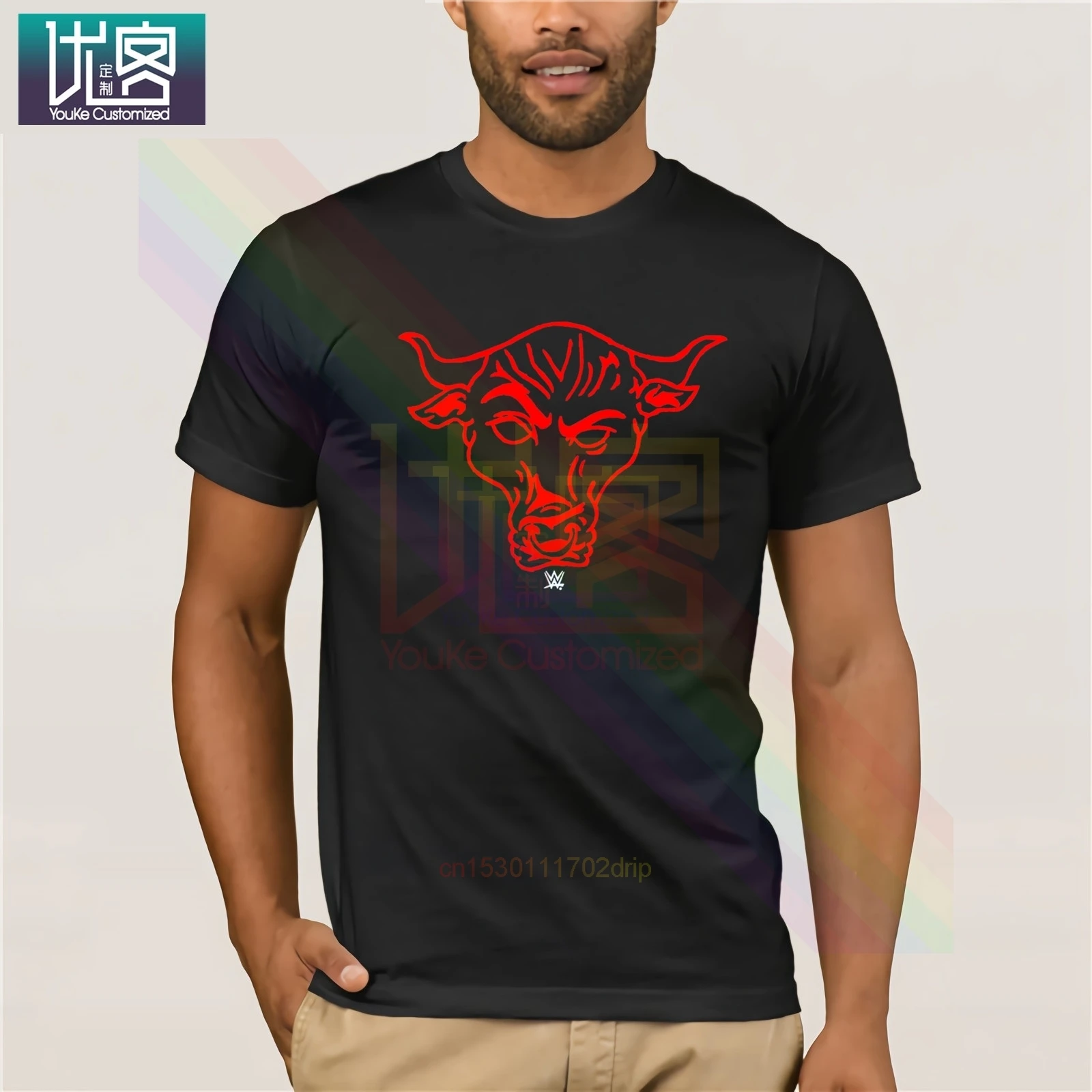 Zymtees WWE The Rock Red Brahma Bull Line рисунок Мужская футболка 2981 юмор 100% хлопок топы