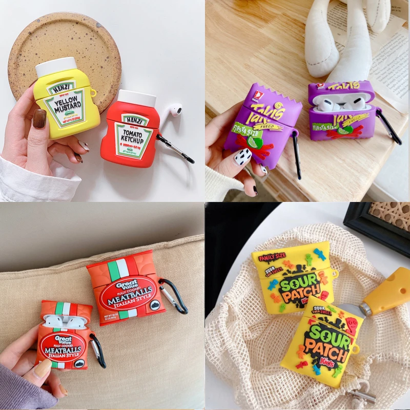 

New for airpods case,Cute Cartoon 3D French fries Earphone Case for AirPods Pro 1 2 Soft Silicone Headset Protective Cover Capa