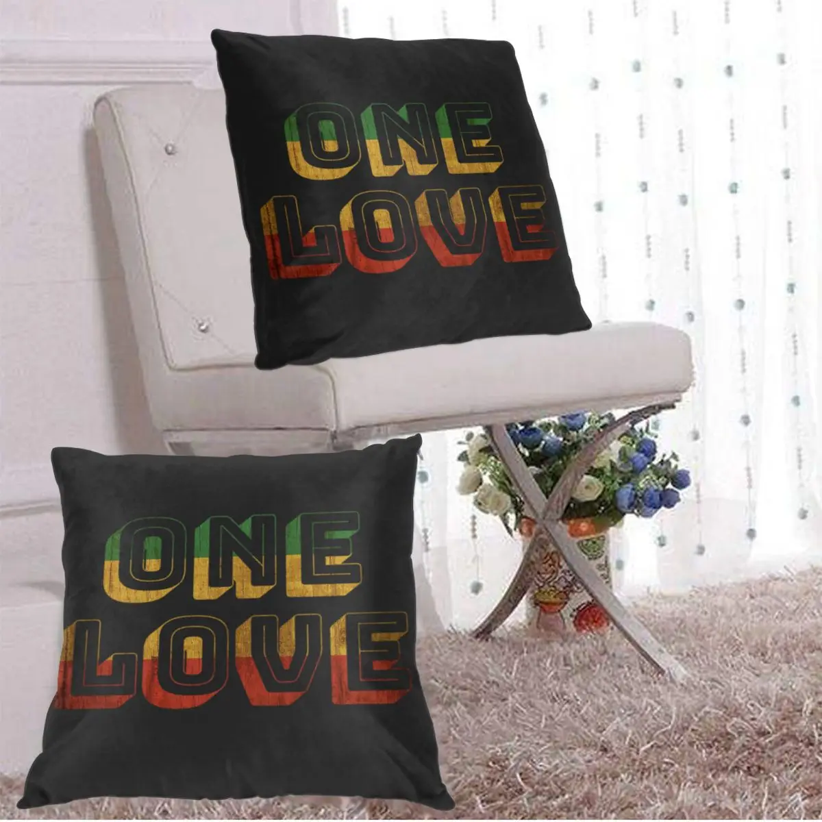 Чехол для диванной подушки One Love Rasta Reggae Эфиопия Ямака дизайн дивана декоративные