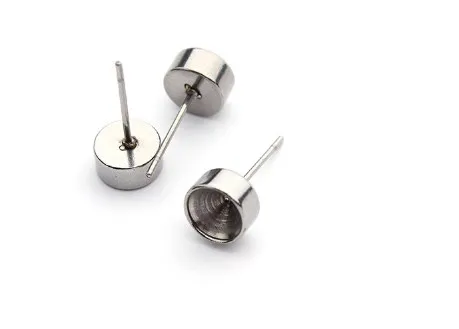 

100pcs/lot 6*14mm Stainless Steel Blank Post Earring Studs Base Pins With Earring Plug Findings Ear Back For DIY Jewelry Making