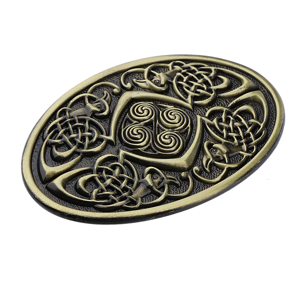 

Mens Native Cowboy Germanic Pattern Oval Bronze Belt Buckle 8.5 x 6.5 cm