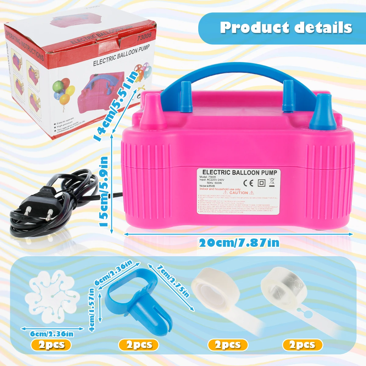 

Electric Balloon Pump High Power Two Nozzle Air Blower Balloon Inflator Pump Fast Portable Inflatable Tool for Balloon Air Pump