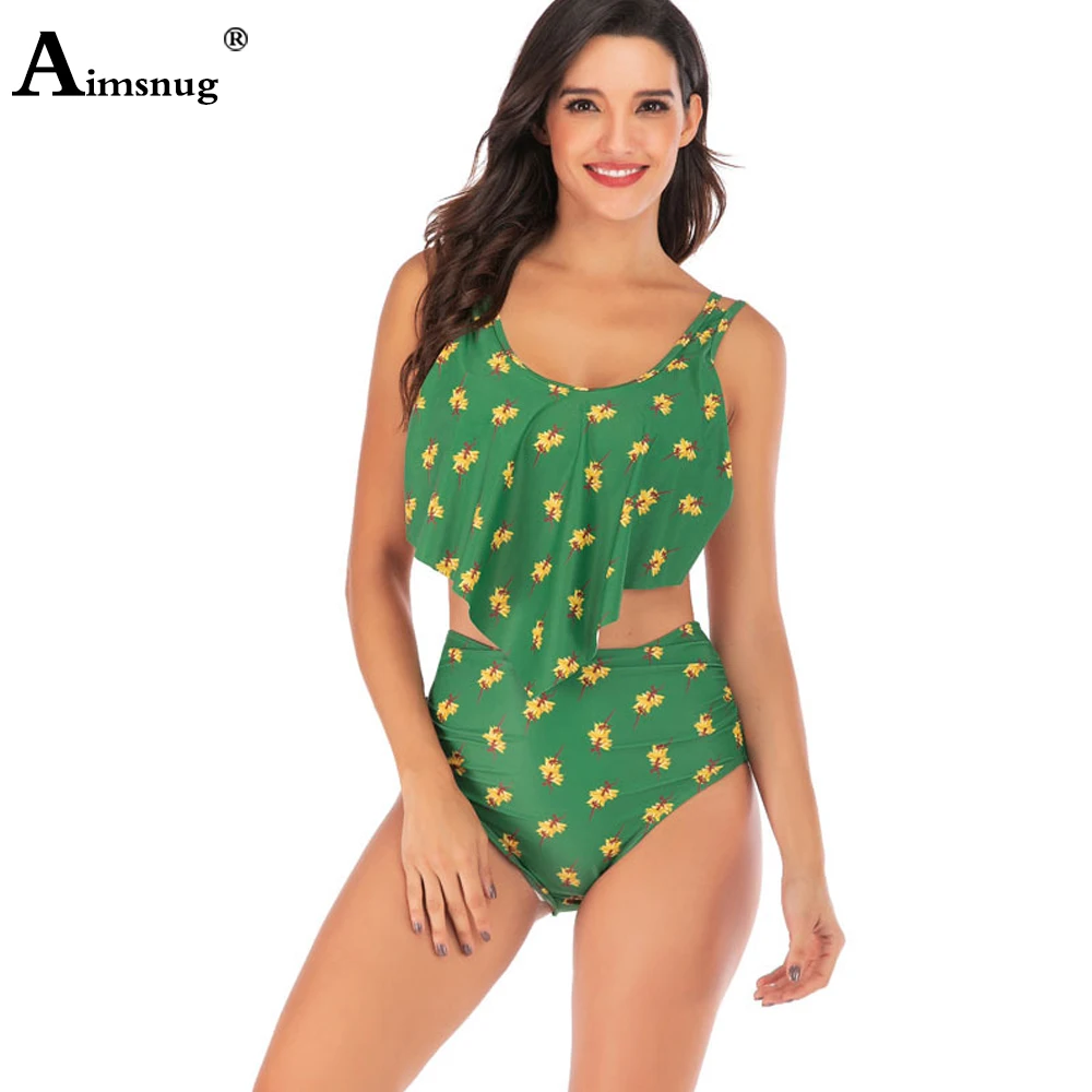 

Large Size 3xl Women Bikini Sets Swimsuit Sexy Femme Push Up Two Pieces Swimwear Ruffled TOP 2021 New Flower Print Bathing Suits