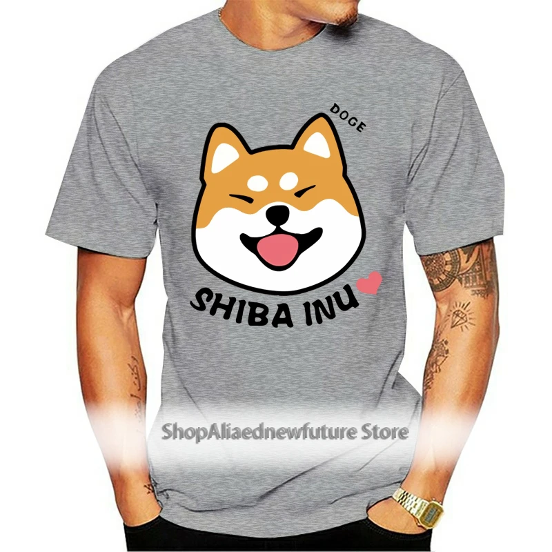 Футболка мужская с принтом животных милая рубашка Сиба ину надписью Doge|Мужские