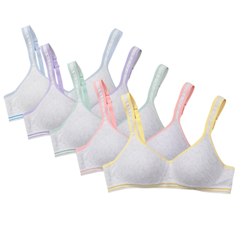 

Puberty Young Girl Adjustable Underwear Soft Padded Cotton Bra Yoga Sport 3 Hook