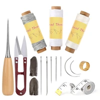 lmdz leather stitching tools set leather sewing set bookbinding sewing needles awl waxed thread for diy handmade craft supplies