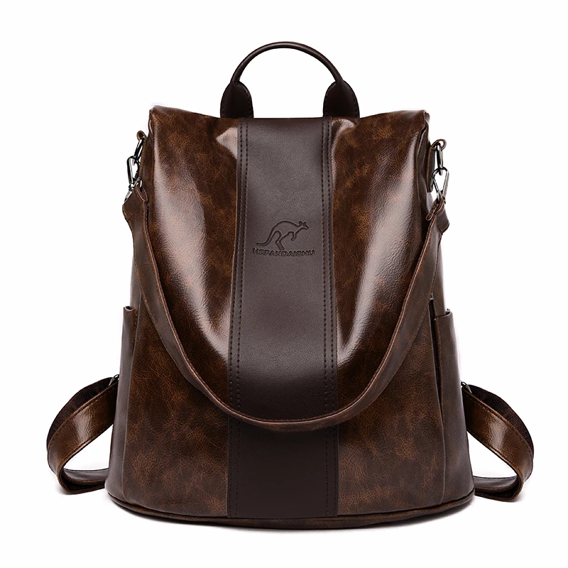 Женский кожаный рюкзак в консервативном стиле винтажный для путешествий