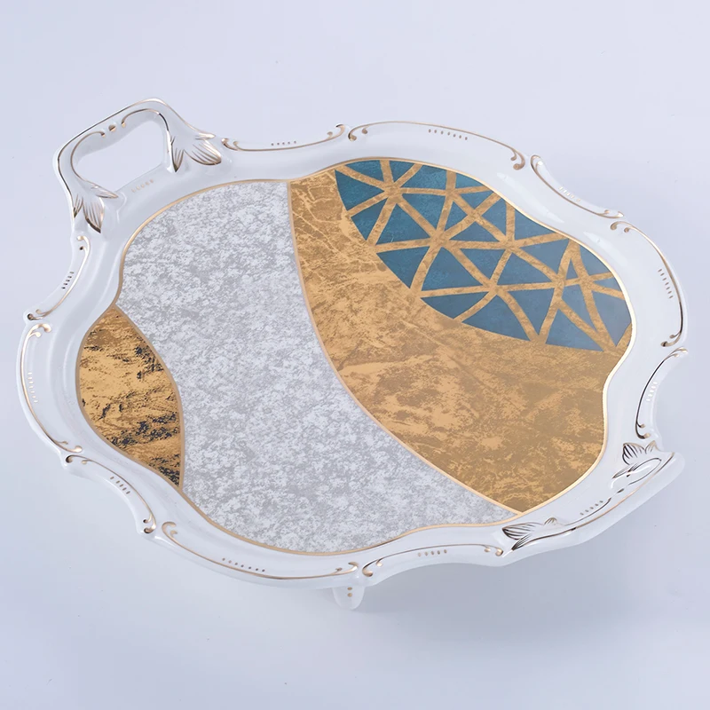 Tray Роскошный кофейный набор из костяного фарфора с золотой инкрустацией, чайный набор, расширенный горшок, чашка, керамическая кружка, сахарница, сливочник, чайный горшок, молочный кувшин - Цвет: Tray