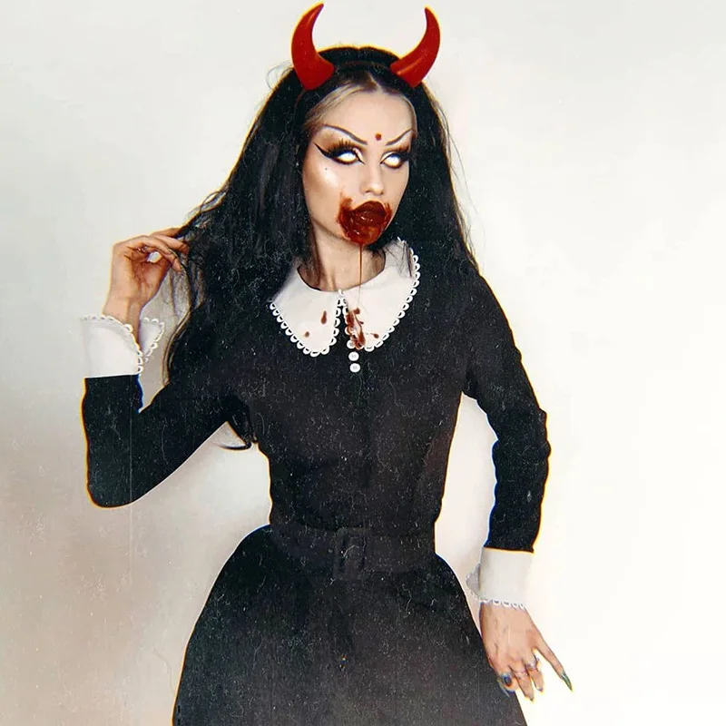 Готическое винтажное платье на Хэллоуин в стиле Харадзюку панк плиссированное